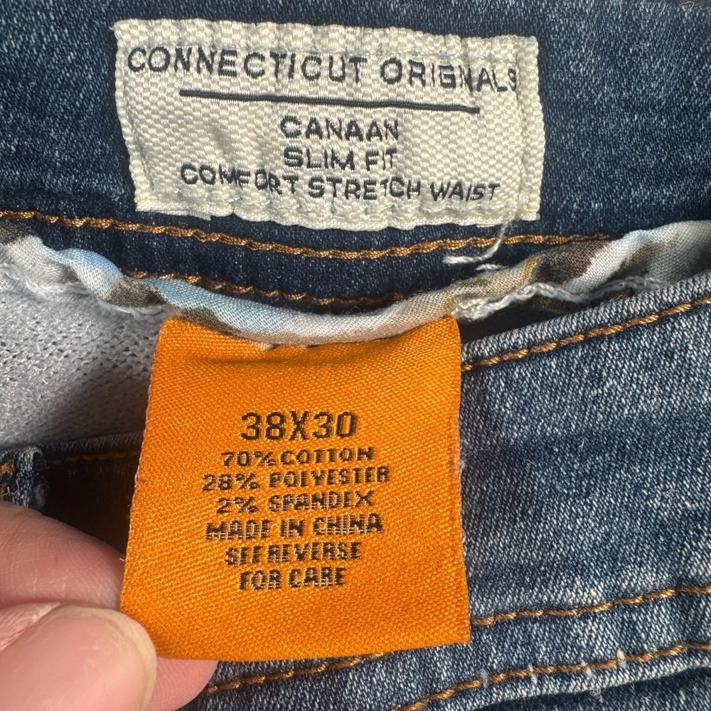 Tailor Vintage Jeans Mens 38 Blue Canaan Slim Fit Straight Medium Wash Stretch - Picture 4 of 13